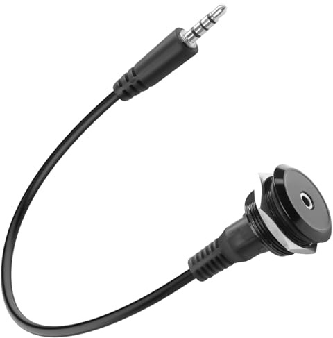 QIANRENON TRRS - Adattatore per cuffie fisso filettato da 3,5 mm, cavo corto TRRS a 4 poli da maschio a femmina, prolunga connettore audio, per stereo CTIA + prolunga porta microfono, 25 cm