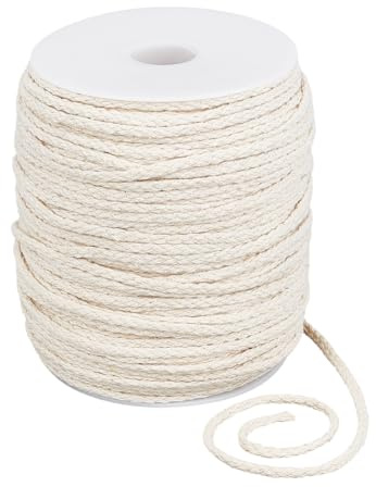 PH PandaHall 100m Flat Drawstring Cord Replacement 4mm Cotton Piping Cord Braided Macrame Cord Flat 8-Ply Cotton Rope Twist Threads for Garment Sewing Sweatpants Bags Piping Upholstery Pillows