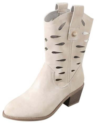 FNKDOR Stivali da cowboy estivi da donna, in similpelle, traspiranti, a mezza gamba, taglia 34-41