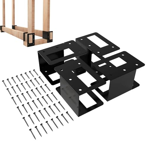 Générique Râtelier À Bois Extérieur,4 Pièces Support de Rangement pour Bûches pour Cheminée | Rangement Modulable Gain de Place pour Intérieur Extérieur Garage Grange Jardin Abri Terrasse