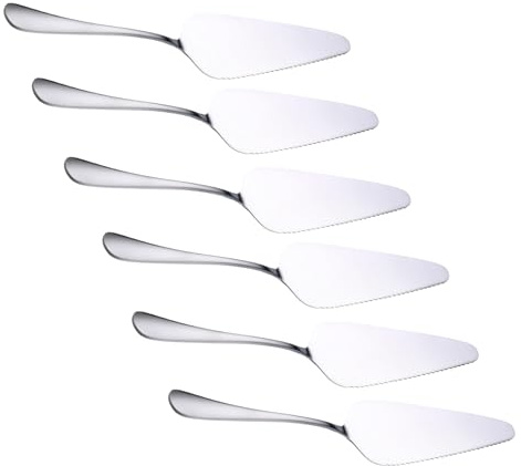 Werownsgso 6 stycken tårtspade tårtspade rostfritt stål tårtspade tandad pizzaspade tårtspade, set för kök och restauranger, bröllop, fester