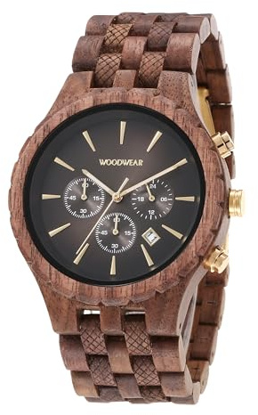 Woodwear Orologio da uomo con cinturino in legno Watch Notte blu Sogno di laguna Aurora, noce, Bracciale