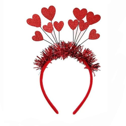 Whakano Valentinstag Haarreif Rote Herz Stirnband für Damen,Party Zubehör,Dekorative Haarreifen für JGA Hochzeit Karneval Fasching Mottoparty Kostüm Dekoration Accessoire,Rot I