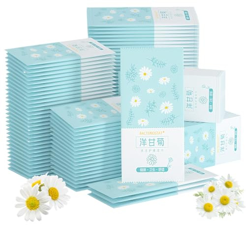 50 PCS Toallitas Wc,Papel Higienico Humedo Empaquetadas Individualmente,Toallitas Refrescantes,Limpieza Higiénicas, Manzanilla,Aloe Vera,Adecuado Para Pieles Sensibles