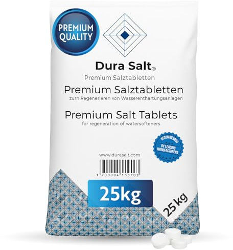 Dura Salt Salztabletten für Wasserenthärtungsanlagen - 25 kg Regeneriersalz - Premium Siedesalz nach DIN 973 Typ A