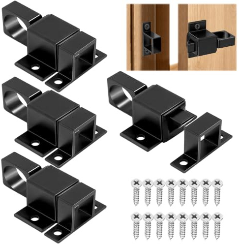 Persiiious 4 Piezas Pestillo Deslizante, Perno De Resorte De Puerta Con 16 Tornillos, Pestillo De Cierre Automático, Cerrojo De Muelle, Para Ventanas Puertas De Armarios, Puertas De Jardín