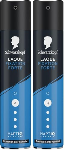 SCHWARZKOPF, Laque Fixation Forte, Protection anti-humidité, Technologie Haptiq System, Formule végane, san silicone, Fixation forte, Tenue longue durée, S'élimine au brossage, 250ml (Lot de 2)