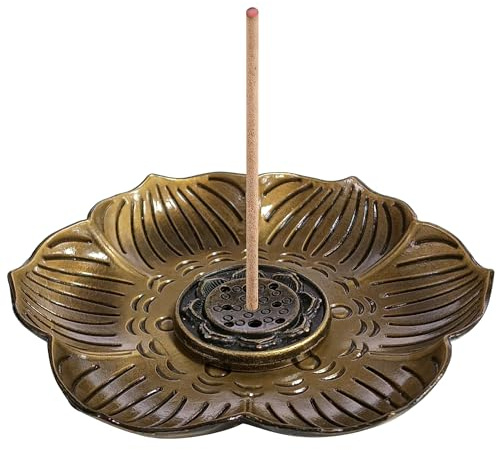Decorative Lotus Plum Blossom Incense Holder with Matching Tray, Elegant Incense Burner and Insence-Stick Holder, Suitable for Reading Yoga Meditation Home Office, Stick or Cone Incense