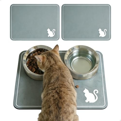 xtemtoamz 2 Stück Napfunterlage,Unterlage Hundenapf,Napfunterlage Hund,wasserdichte Futtermattes für Hunde und Katzen, rutschfeste, Napfunterlage Hund Futtermatte für Haustiere 30 × 40 cm