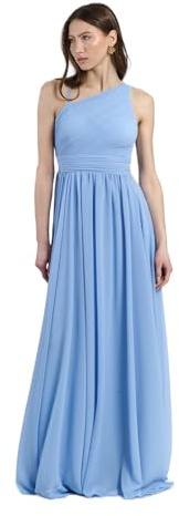 VALORIALUXE Abito Lungo Elegante Donna Monospalla – Corpetto Plissettato, Linea Fluida in Tessuto Morbido – Vestito da Cerimonia, (IT, Testo, Taglia Unica, Regular, Regular, Jeans)