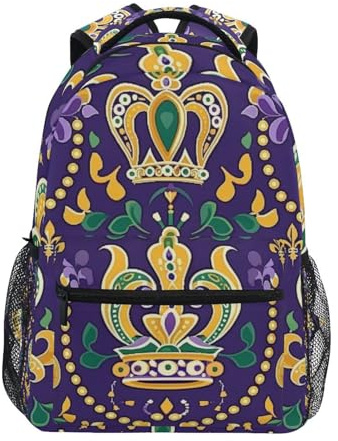 Corona Paisley Dorada Mochila Informal Gran Capacidad Mochila Del Ordenador Ligera Mochilas Deportivas Para Trabajo Colegio Viaje 29X40Cm