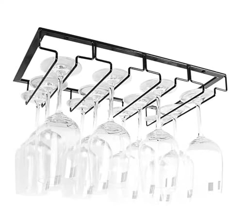 ESTDKMNOS Portacalici da appendere, Portabicchieri da vino in metallo sospeso sotto il mobile nero 11,8-23,6 pollici(40cm/15.7in)
