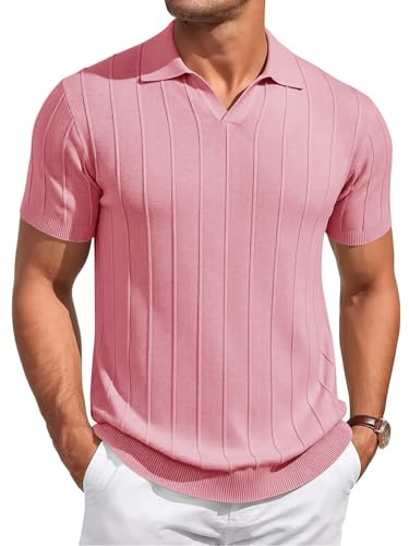 Runcati Polo da uomo estiva a maniche corte, a maglia, tinta unita, con bottoni, slim fit, sport, golf, casual, basic