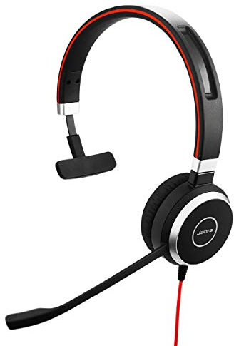 Jabra Evolve 40 MS Mono Headset – Microsoft Certified Headphones for VoIP Softphone with Passive Noise Cancellation – USB-Cable with Controller – Black