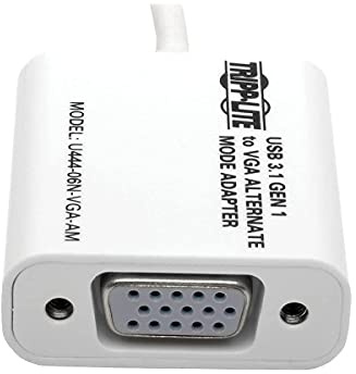 Tripp Lite U444-06N-VGA-AM USB-C (Type-C) to VGA Adapter Cable, USB 3.1 Gen 1, Thunderbolt 3 Compatible, 1920 x 1200 (1080p), 5 Gbps, m/F, White