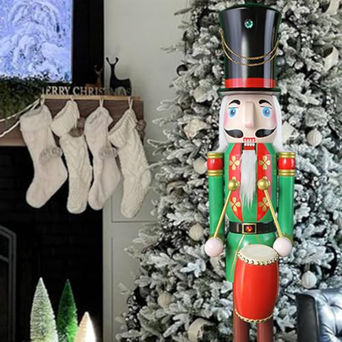 CDL 120cm 484Ft Tall Life-Size Large/Giant Christmas Wooden Nutcracker Soldier Drummer Ornament On Stand Play Drum For Indoor Outdoor Xmas/Event/Ceremonies/Commercial Decoration K37