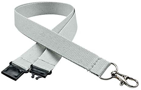 linie zwo ®, 10er Pack Schlüsselbänder 20 mm, easy going Haken, Sicherheitsverschluss, Grau