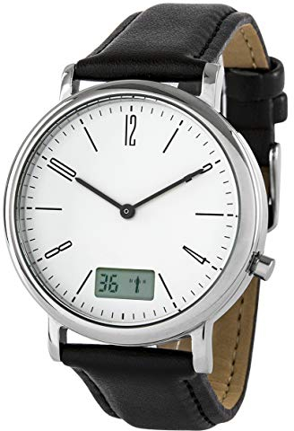 Zeit-Bar Funk-Armbanduhr, Edelstahl, mit Datum + Sekundenanzeige
