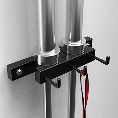 AHDFY Multifunktion Langhantel Ablageständer Wandhalterung, langhantelablage mit Haken, Barbell Bar Rack Halterungen Solider Stahl für Olympia Stangen Ez-Bars Trap Bars, Platzsparend