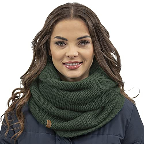 VIVISENCE Loop Schal Strick Zweimal Gefaltet Ideal Wärm Für Wintertage 7103, Grün,Einheitsgröße