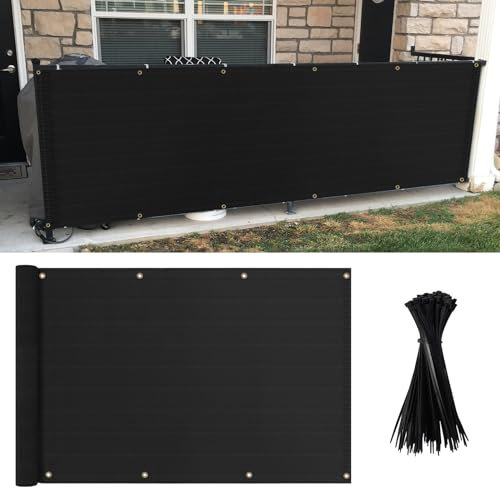 MEANCHEN 3'×19' Balcony Privacy Screen Fence Cover UV Protection Weather Resistant Waterproof for Apartment Outdoor Patio Backyard Porch Railing Deck with 100pcs Zip Ties, Black