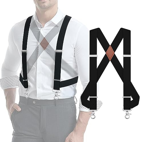 MOHSILY Side Suspenders for Men Heavy Duty Mens Suspenders for Jeans Hidden Under Clothing Big and Tall Elastic Braces for Formal and Casual