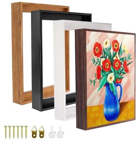 Canvas Floater Frame for 1–1.25 Deep Stretched Canvas, Floating Wall Art Frame Kit for Gallery-Wrapped Paintings Decor for Bedroom Living Room, Easy Assembly & Made in USA(8x8,Dark Borwn)
