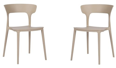 Liberoshopping Sedie cucina impilabili in polipropilene moderna per cucina soggiorno giardino per uso interno esterno LIAM (Tortora 2 pezzi)