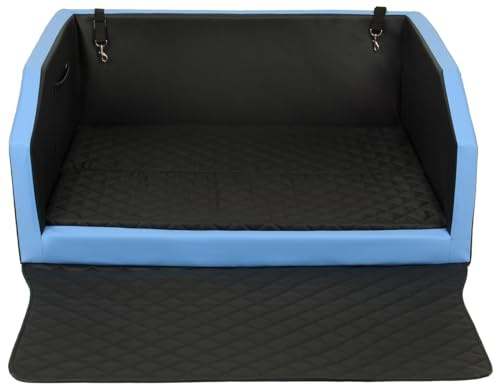 Autohundebett Reisebett Hundebett für Kofferraum Transportsystem 100x70cm (Farbe: schwarz, blau)