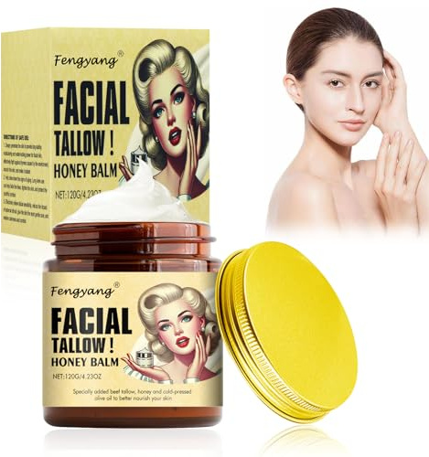 Fengyang® Beef Tallow Cream, Sebo De Res,Bálsamo De Sebo De Vacuno Y Miel, Crema De Sebo Para El Cuidado De La Piel, Hidratante Facial Con Sebo De Res Wrinkles Defense Para Mujeres