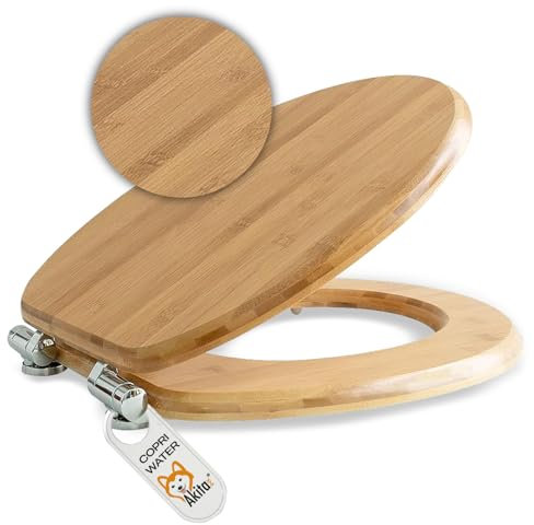 AKITAInk Sedile wc universale Copriwater in legno per bagno, Coprivaso Tavoletta Copriwater effetto Legno in Legno MDF, Copri WC in legno