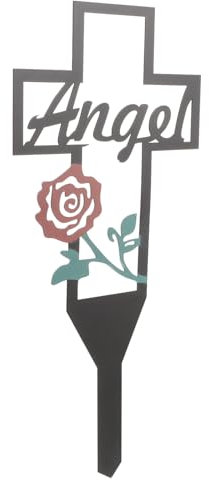 BESPORTBLE Décoration De Jardin Cimetière Extérieur Croix Commémorative Piquet Croix Funéraire Piquet