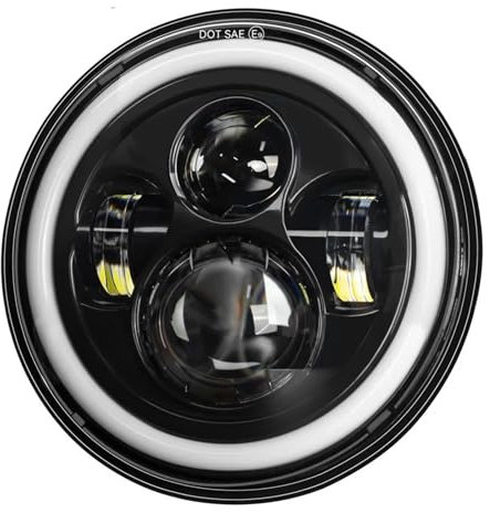 RLVYTA 7 Zoll LED Scheinwerfer Universal für Auto Motorrad H4 DRL - Fit für Harley, Yamha, Honda