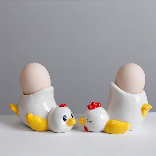 Bonitas y divertidas hueveras, hueveras en de pollo, bandeja de cerámica para huevos de Pascua, soporte para huevos de Pascua, elegante soporte E-GGS para desayuno hervido para decoración del
