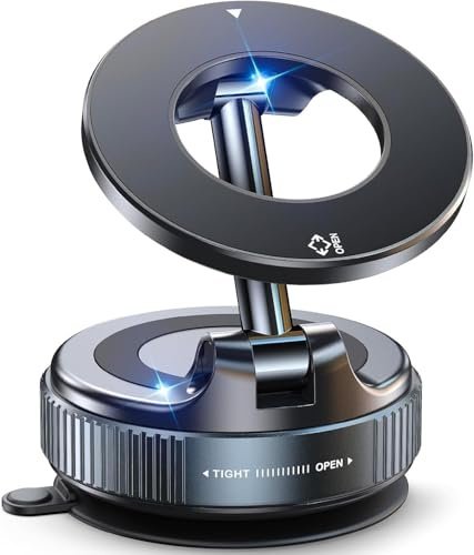 Shrandi 2026 Upgraded Vacuum Magnetic Car Phone Holder, 360° with 2 Magnet Rings Ultra Suction Phone Mount for MagSafe Cell Phone Holders for Your Car/Gym/Mirror Mount for iPhone & Android