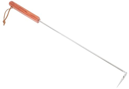Milisten Gancio per Carne in Acciaio Inox Design Versatile e Facile da Pulire con Manico in Legno per Barbecue e Cucina Domestica