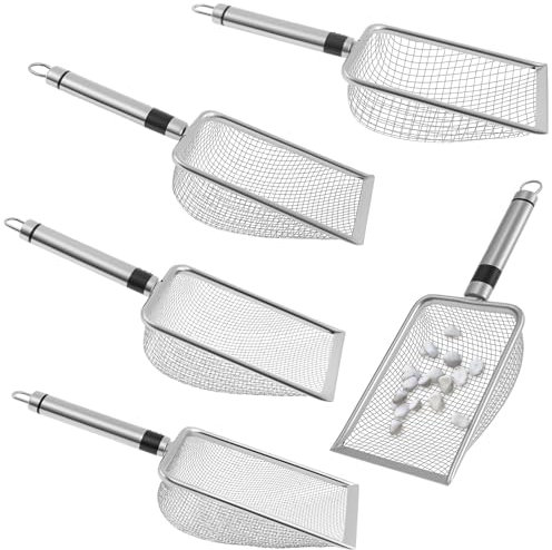GWCYMYD 5PCS Gartensieb Edelstahl 2/2,8/3,8/4,3/5mm Kompostsieb mit Griff und Aufhängering Sandsieb Erdsieb Gartensieb Erde zum Sieben von Sand Erde Katzenstreu
