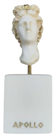 BEAUTIFUL GREEK STATUES Apollo God of Music Poesie Kunst Alabaster Statue Skulptur Goldton 13 cm Büste