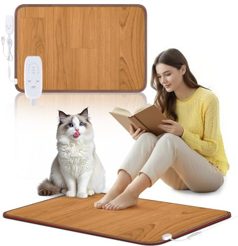 Chauffe-pieds Grand Tapis Chauffant Électrique pour Sol 10 Niveaux de Température Minuterie avec Arrêt Automatique Économe en Énergie Étanche pour Bureau Maison Salle d'Étude et de Jeux 47x67CM SZ