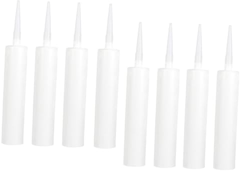 GALPADA Lot de 8 Tubes de Mastic Rechargeables en Plastique Blanc Tubes Vides pour Verre Économes et Réutilisables Adaptés pour Joints de Fenêtres Cuisines et Salles de Bains