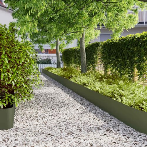 Genérico Bordes césped 20 uds Acero Laminado frío Verde Oliva 25x103 cm,Bricolaje,Vallas de jardín,Ribetes y Bordes para jardín-860175