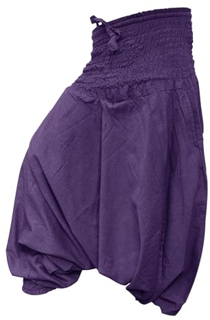 SHOPOHOLIC FASHION Liso Holgado Pantalones Harén Aladdin Hippy Pantalones, Mono - Morado, One Size