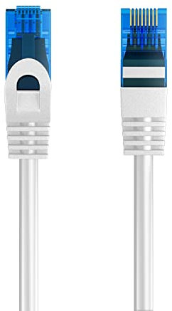Cavo Ethernet di Rete Patch Cat.5e U/UTP trasmissione fino a 1Gigabit, 2 Connettori RJ45, Cavo in PVC, CCA, AWG 26/7. Ideale per trasmissione fibra ottica con regi Gigabit/LAN , 1m, Bianco