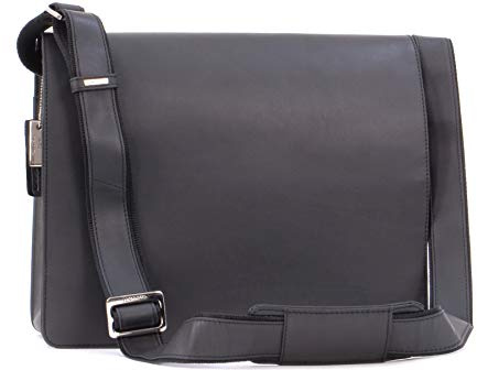 VISCONTI - Messenger Bag in Pelle per PC 14 Pollici - Borsa a Tracolla Media da Lavoro per Uomo - Borsa A4 per Ufficio - 18548 - Olio Nero