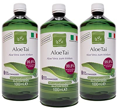 Benessence - Succo e Polpa di Aloe Vera Liquido da Bere Non Pastorizzato e Non Filtrato da bere - 3L,stimola le funzioni depurative dell'organismo, facilita la digestione