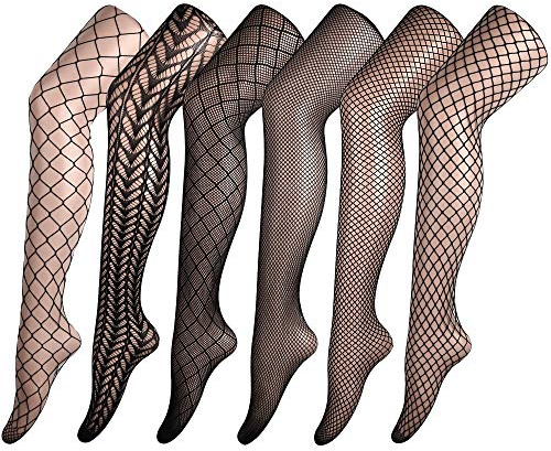 FEPITO Fisknät strumpor höga tights nätstrumpor strumpbyxor för kvinnor, svart, Svart, S-M