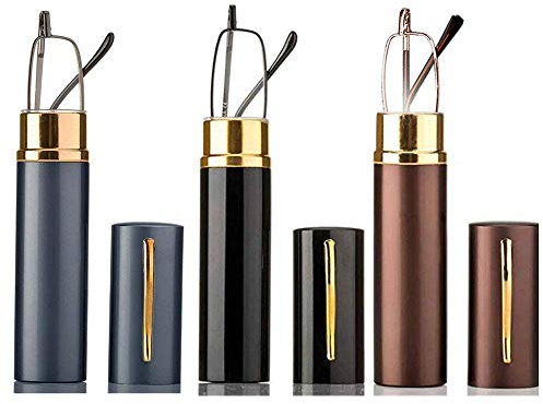 3 paquets de lecteurs de lunettes métalliques flexibles, aides visuelles, lecteur doublé de plumes, lecteur unisexe et étui à lunettes comme porte-stylo +3.0