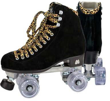 Moxi Skates - Panther - Patines de Ruedas Divertidos y Modernos para Mujer | Gamuza Negra | Talla 6