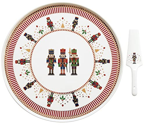 Easy Life - Coffret plat a tarte ø 32cm avec pelle en porcelaine nutcracker