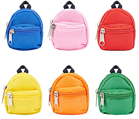 PandaHall 6 Stück Mini-Rucksäcke 6 Styles Rucksack Für Netter Reißverschlussrucksack Mini-Tasche Niedlicher Schlüsselanhänger